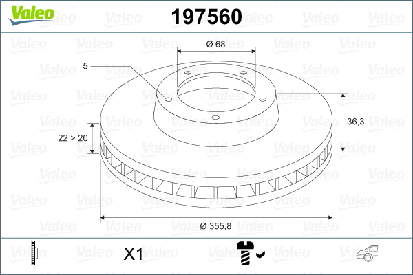 197560 VALEO Тормозной диск (фото 2)