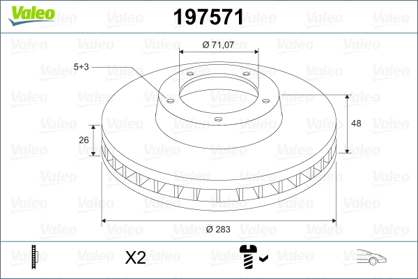 197571 VALEO Тормозной диск (фото 2)