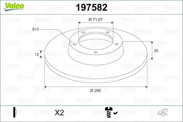 197582 VALEO Тормозной диск (фото 2)