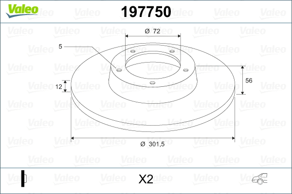 197750 VALEO Тормозной диск (фото 2)
