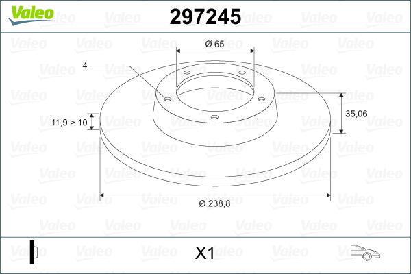 297245 VALEO Тормозной диск (фото 2)