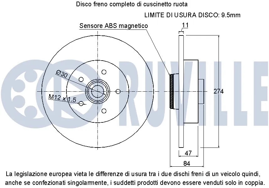 221167 RUVILLE Тормозной диск (фото 2)