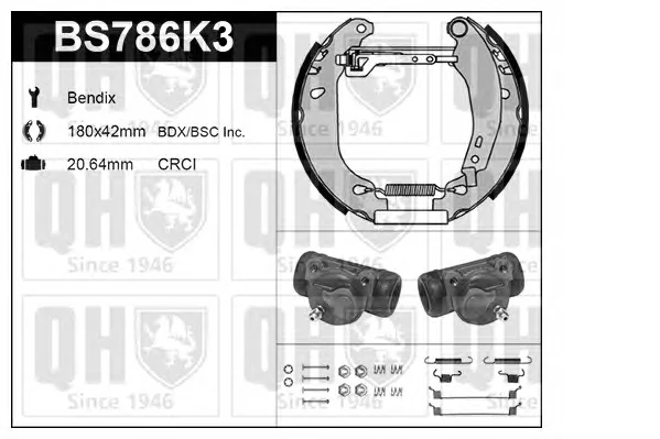BS786K3 QUINTON HAZELL Комплект тормозов, барабанный тормозной механизм (фото 1)