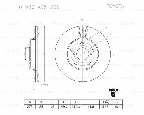 0 986 AB5 305 BOSCH Тормозной диск (фото 1)