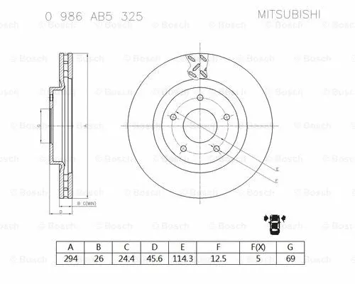 0 986 AB5 325 BOSCH Тормозной диск (фото 1)