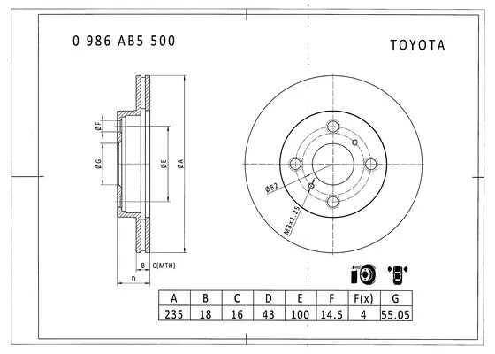 0 986 AB5 500 BOSCH Тормозной диск (фото 1)