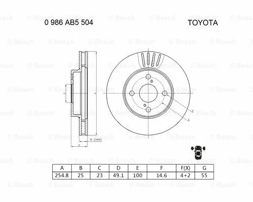 0 986 AB5 504 BOSCH Тормозной диск (фото 1)