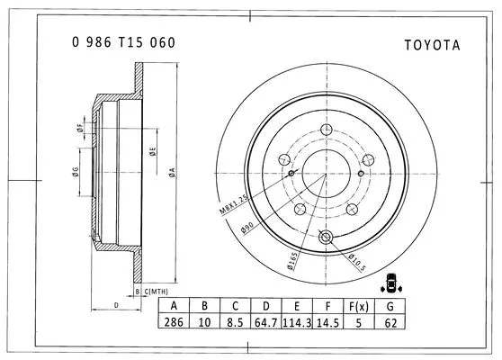 0 986 T15 060 BOSCH Тормозной диск (фото 1)