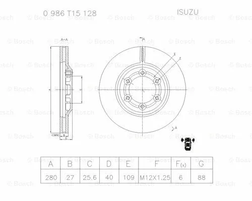 0 986 T15 128 BOSCH Тормозной диск (фото 1)