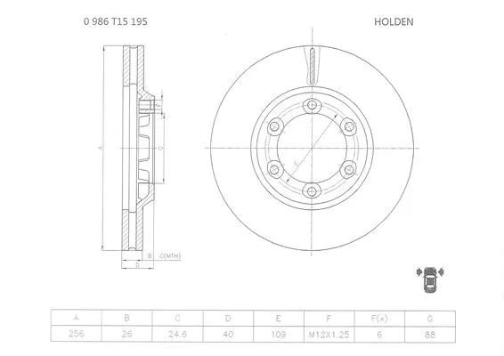 0 986 T15 195 BOSCH Тормозной диск (фото 1)