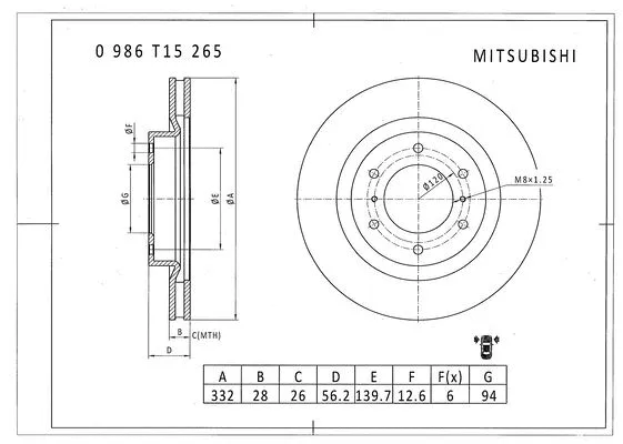 0 986 T15 265 BOSCH Тормозной диск (фото 1)