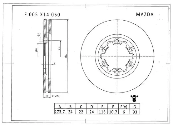 F 005 X14 050 BOSCH Тормозной диск (фото 1)