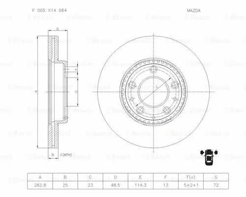 F 005 X14 064 BOSCH Тормозной диск (фото 1)