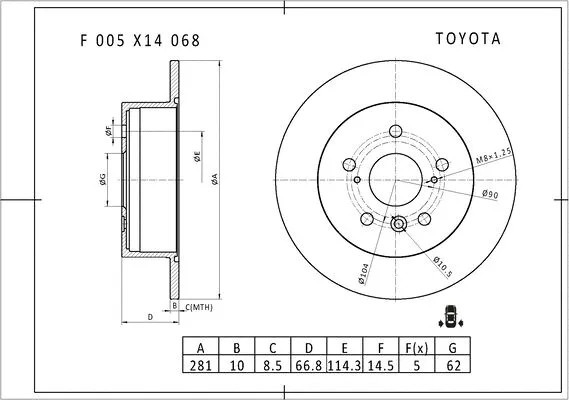 F 005 X14 068 BOSCH Тормозной диск (фото 1)