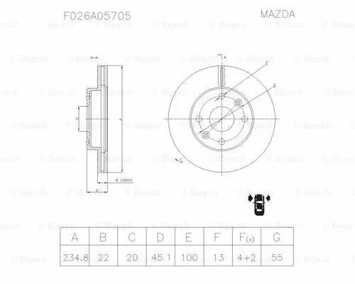 F 026 A05 705 BOSCH Тормозной диск (фото 1)