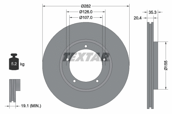 92006105 TEXTAR Тормозной диск (фото 1)
