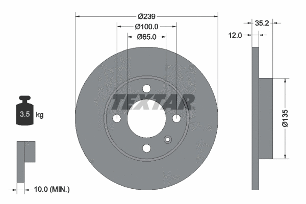 92010600 TEXTAR Тормозной диск (фото 1)