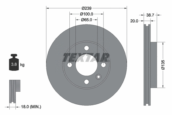 92012105 TEXTAR Тормозной диск (фото 1)