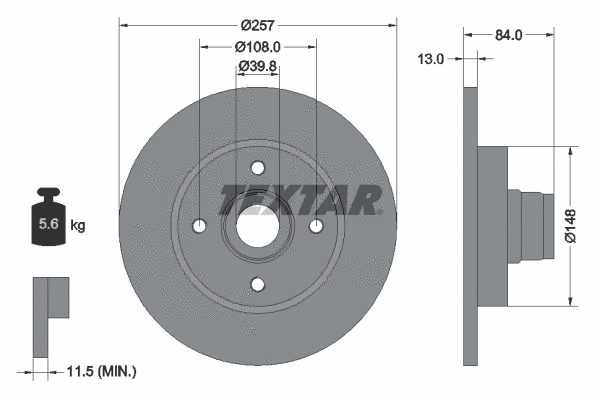 92012500 TEXTAR Тормозной диск (фото 1)