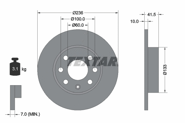 92020803 TEXTAR Тормозной диск (фото 1)
