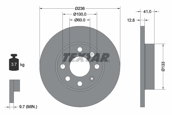 92020900 TEXTAR Тормозной диск (фото 1)
