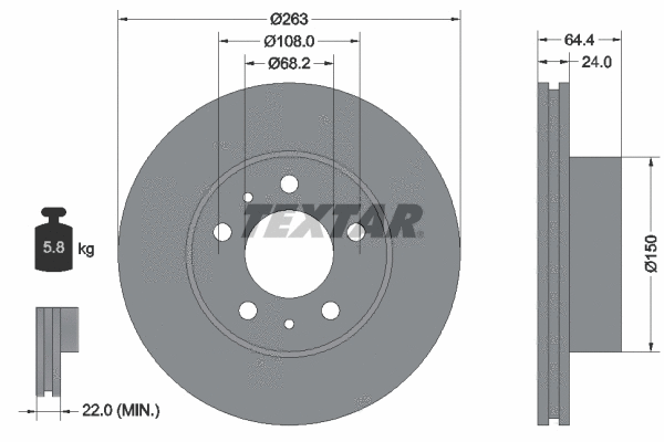 92021800 TEXTAR Тормозной диск (фото 1)