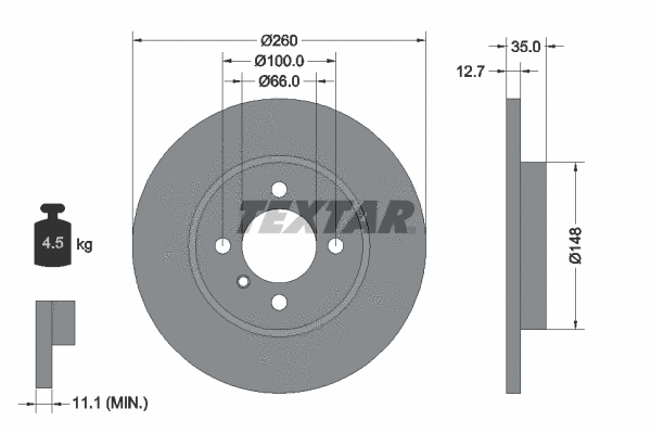 92026400 TEXTAR Тормозной диск (фото 1)