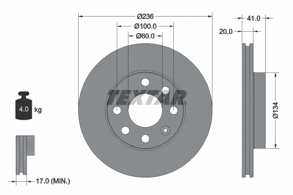 92029603 TEXTAR Тормозной диск (фото 1)