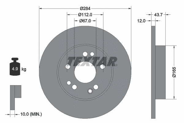 92031800 TEXTAR Тормозной диск (фото 1)