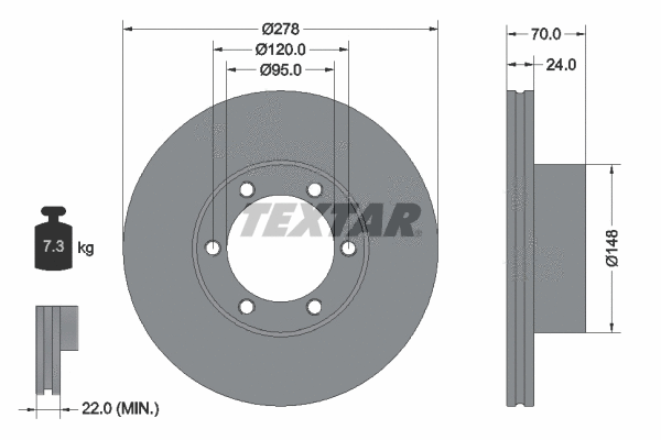92033100 TEXTAR Тормозной диск (фото 1)