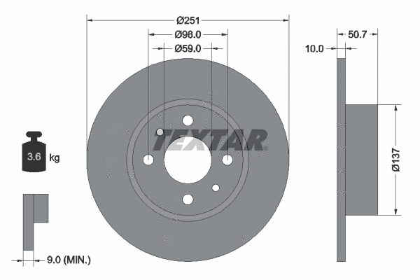 92034203 TEXTAR Тормозной диск (фото 1)