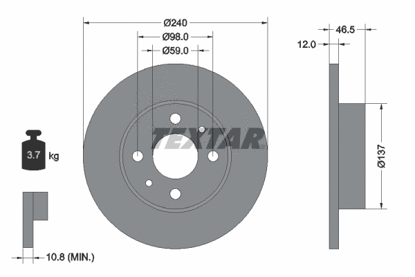 92034500 TEXTAR Тормозной диск (фото 1)