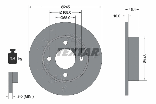 92037300 TEXTAR Тормозной диск (фото 1)