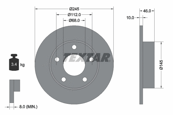 92037400 TEXTAR Тормозной диск (фото 1)