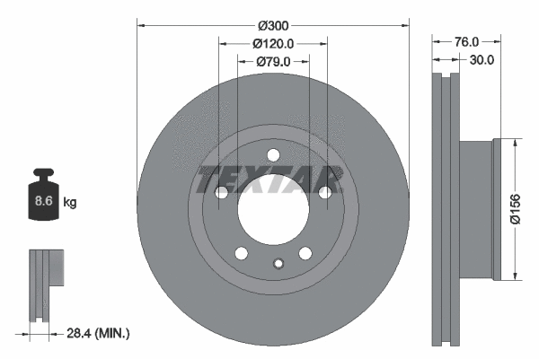 92037500 TEXTAR Тормозной диск (фото 1)
