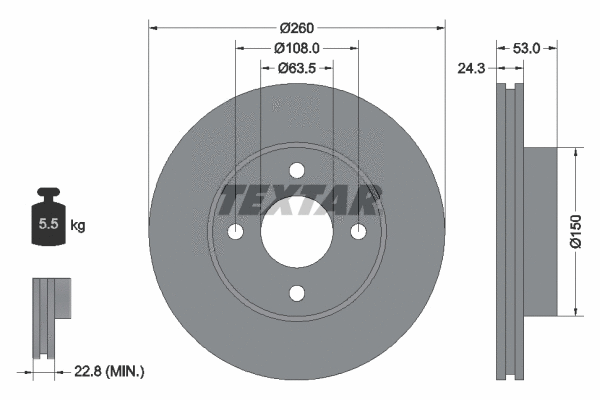92037600 TEXTAR Тормозной диск (фото 1)