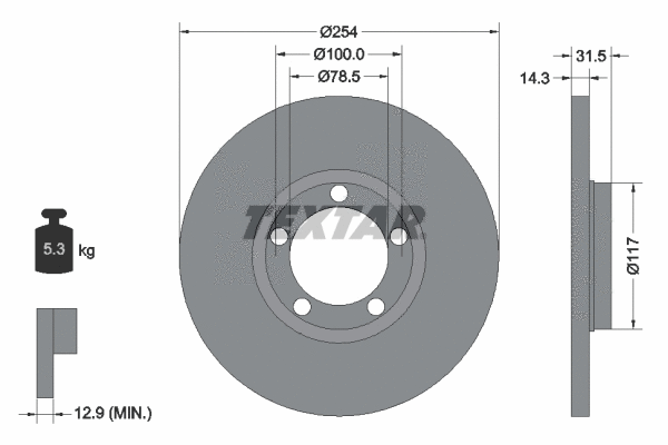 92037900 TEXTAR Тормозной диск (фото 1)