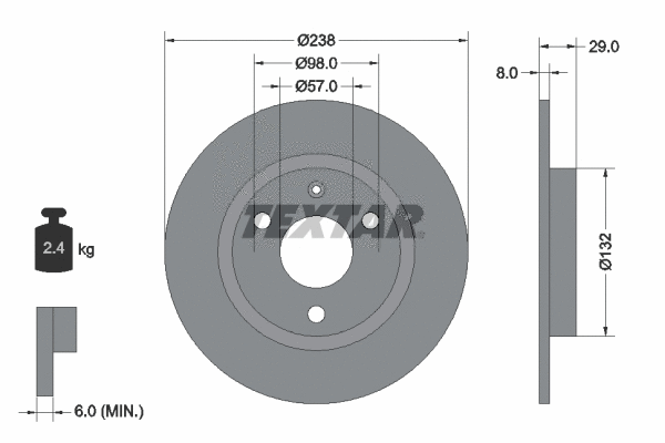 92038500 TEXTAR Тормозной диск (фото 1)