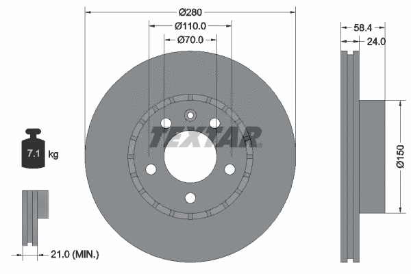 92039300 TEXTAR Тормозной диск (фото 1)
