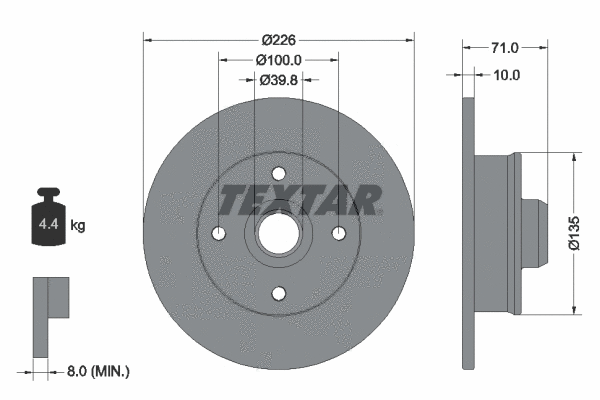 92041803 TEXTAR Тормозной диск (фото 1)