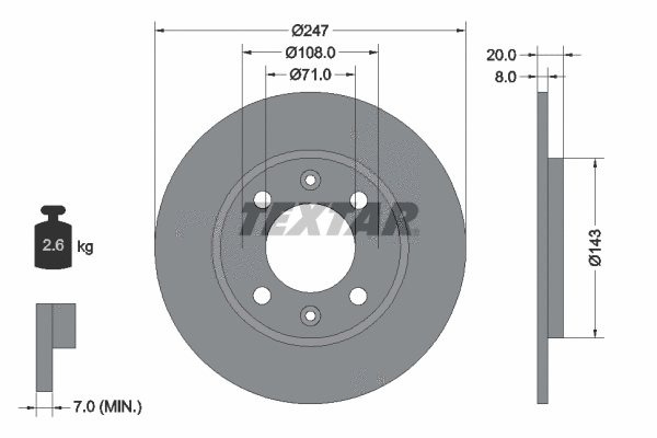 92043200 TEXTAR Тормозной диск (фото 1)