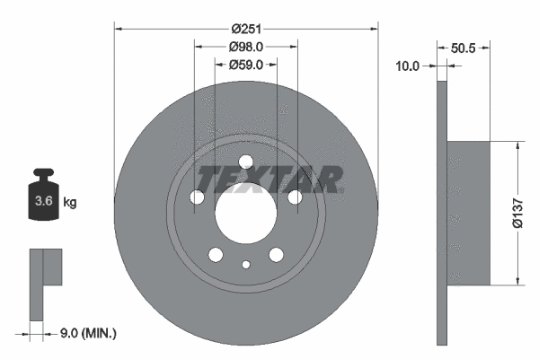 92046903 TEXTAR Тормозной диск (фото 1)
