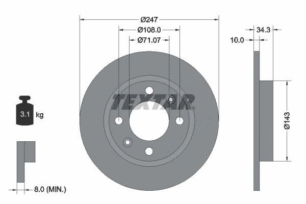 92048203 TEXTAR Тормозной диск (фото 1)