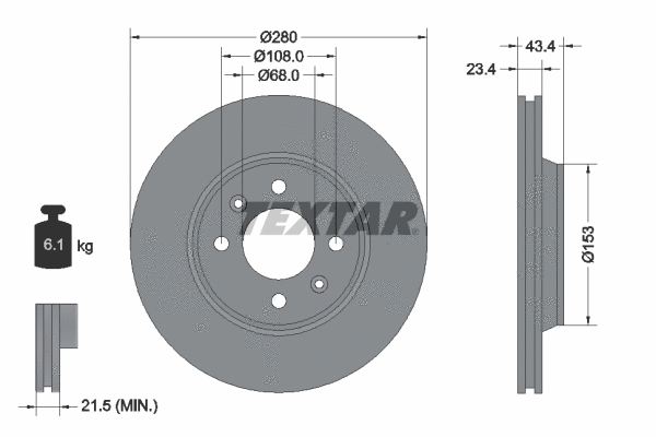 92048400 TEXTAR Тормозной диск (фото 1)