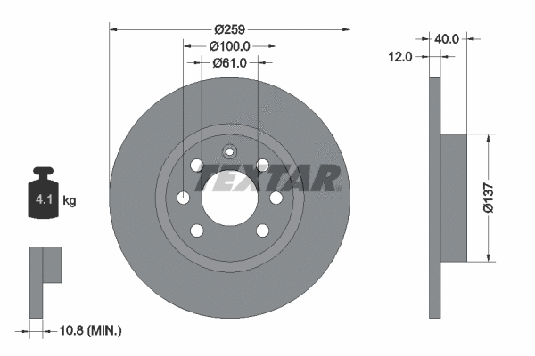 92050600 TEXTAR Тормозной диск (фото 1)