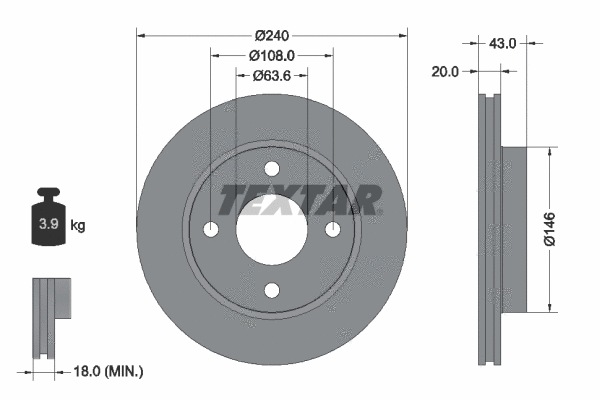 92051000 TEXTAR Тормозной диск (фото 1)