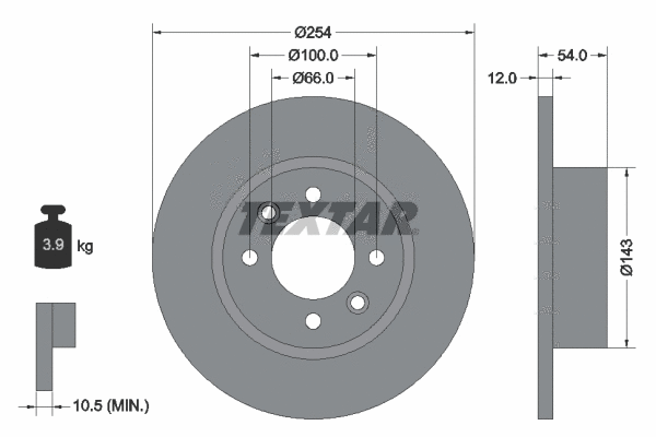 92051500 TEXTAR Тормозной диск (фото 1)
