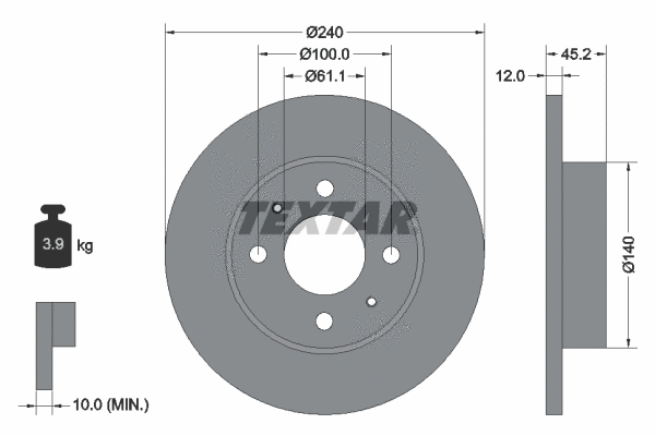92051800 TEXTAR Тормозной диск (фото 1)