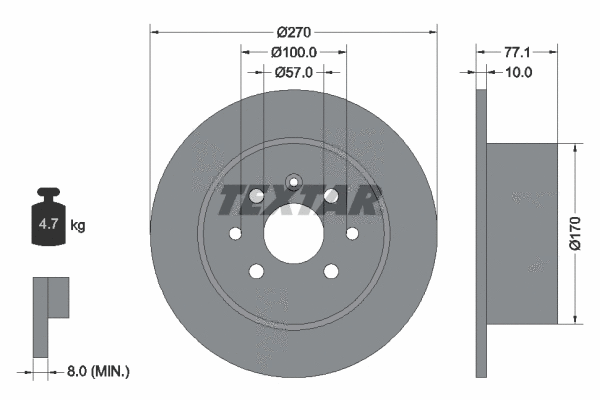 92054700 TEXTAR Тормозной диск (фото 1)