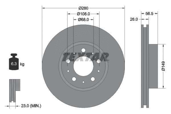 92055400 TEXTAR Тормозной диск (фото 1)